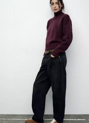 Бордовий светр zara з горлом