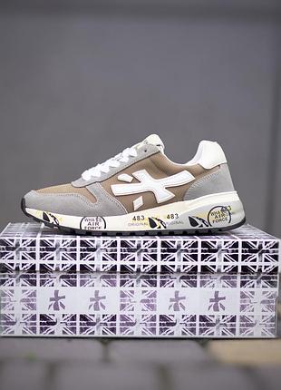 Чоловічі кросівки premiata beige grey white
