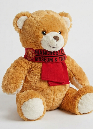 🧸 большой мягкий медведь manchester united museum (40 см) в шарфе 🔴⚽️