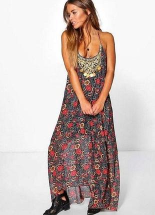 Платье длинное на бретелях с цветочным принтом от boohoo