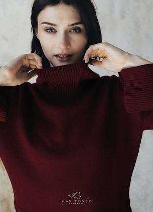 ​👑 идеальная плотная водолазка 100% кашемир max tonso cashmere (s) трендового бургунди цвета