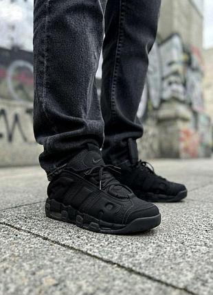 Кроссовки мужские черные nike air more uptempo low black размер 41 42 43 44 45