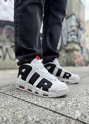 Кроссовки мужские черные nike air more uptempo low white black размер 38 41 42 43 44 45