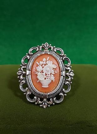 Винтажный дресс-клип камея, Англия