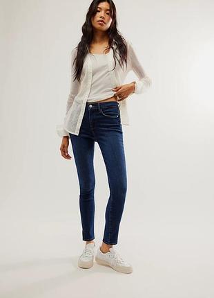 Женские джинсы frame le high skinny, темно-синие, с высокой посадкой, стрейч, размер 27