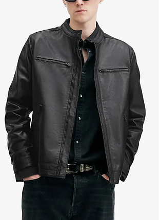 Кожаная куртка из козьей кожи allsaints  jade tab-collar regular-fit leather jacket