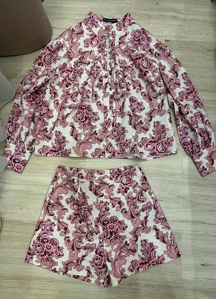 Костюм dolce gabbana , шорти та блуза, фірмовий костюм блузка з шортами рожевий костюм