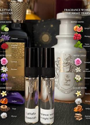 Розпив парфумерії, lattafa azeezah, fragrance world the night tears 5 мл