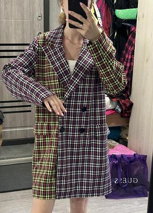 Жіноче пальто asos design жакет сукня піджак в клітинку овер