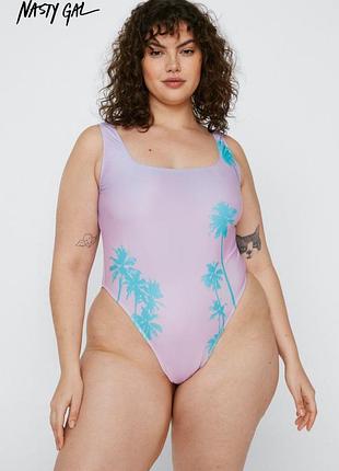Сдельный слитный купальник с принтом пальм nasty gal батал большого размера