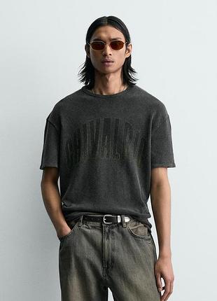 Футболка мужская с эффектом стирки зара zara l