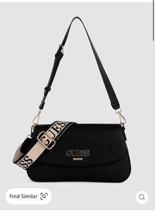Жіноча сумка на плече з широкою ручкою з лого кросбоді логотипом гес guess оригінал чорна