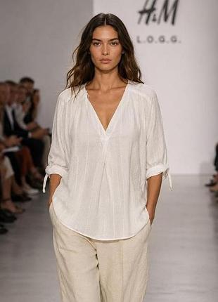 Блуза • женская • h&amp;m • белый • oversize • 100% хлопок xl