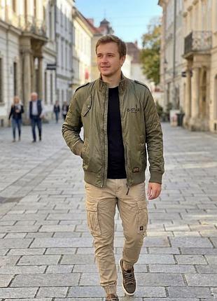 Чоловіча куртка-бомбер g-star raw (розмір l) — мілітарі / хакі