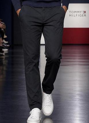 Брюки мужские Tommy hilfiger, черно- серые, размер l (34/30), 100% хлопок