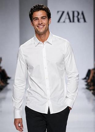 Рубашка мужская zara белая l хлопок