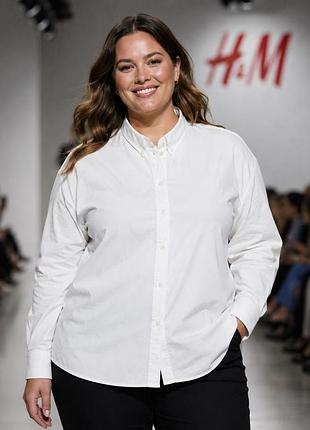 Рубашка женская h&amp;m белая m-xl хлопок