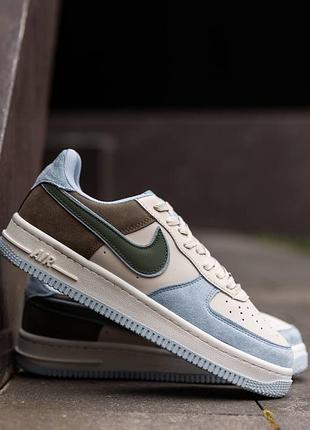 Кроссовки nike air force white blue brown nd