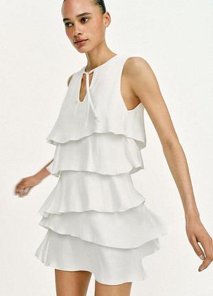 Сукня жіноча з рюшами вкорочена зара zara m
