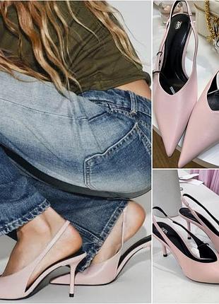Туфли-слингбеки от zara, нежно-розового цвета.