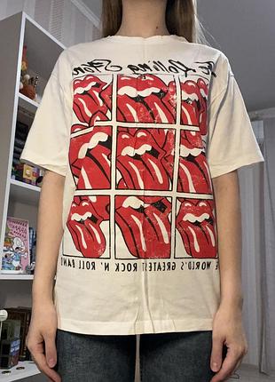 Футболка біла з принтом house the rolling stones xs/s