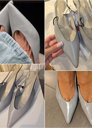 Туфли/слингбеки от zara, светло-серого цвета.