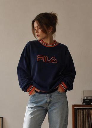 Ретро y2k світшот fila розмір s 34 / vintage style / oversize / темно-синій