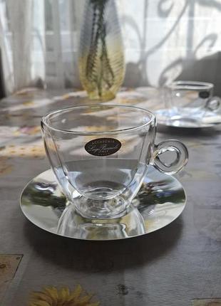 Чашка с блюдом luigi bormioli termic glass 300 мл