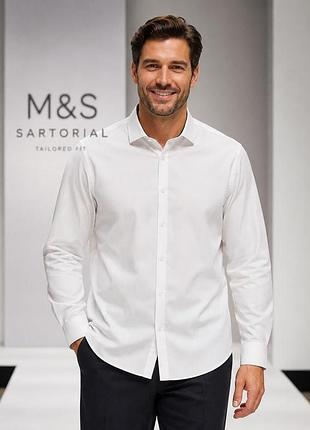 Чоловіча сорочка m&s sartorial біла xl (17.5") 100% преміальна бавовна