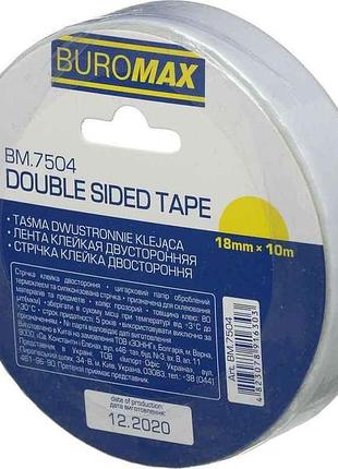 Клейкая лента, 18мм х 10м, двусторонняя, по 1 шт. bm.7504 тм buromax