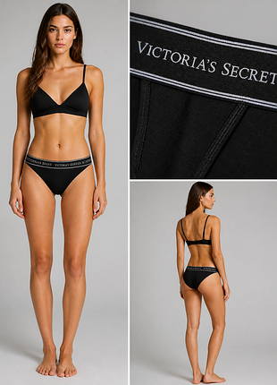 Трусики victoria’s secret logo cotton tanga / трусы виктория сикрет хлопковые xs