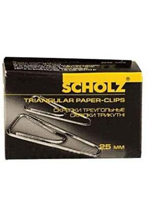 Скрепки, 25мм, 100шт, треугольные, 4700 тм scholz