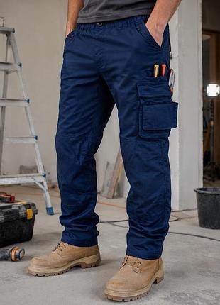 Мужские рабочие брюки карго workwear, синие, размер l (l-xl), полиэстер / хлопок
