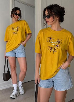 Футболка asos design гірчична з принтом квіти 100% бавовна m