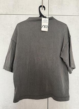 Футболка оверсайз zara (сіра, вицвітання)