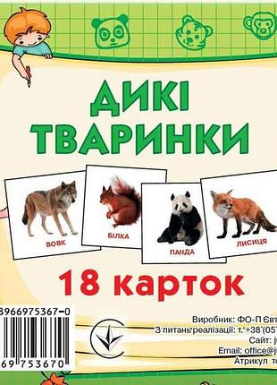Розвиваючі картки міні (18 карток): дикі тварини (у) тм jumbi