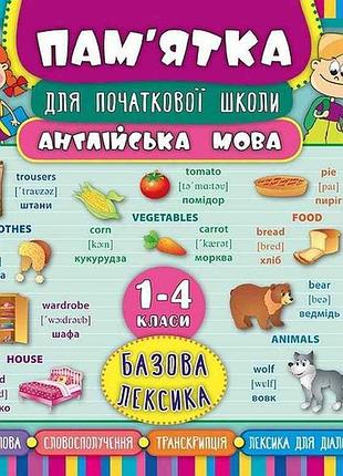 Памятка для начальной школы английский язык базовая лексика 1-4 класса арт.20409 тм ула