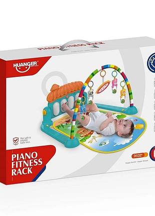 Детский развивающий игровой коврик piano fitness rack x-646 с музыкальным пианино и подвесными игрушками • коврик для