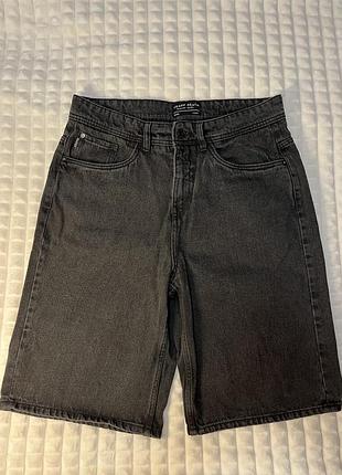 Джинсові чоловічі чорні шорти loose cropp розмір l/w34