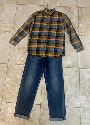 Повсякденний комплект для хлопчиків zara та lc waikiki: джинси, сорочка в клітинку