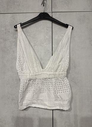 Топ білий мереживний pull&bear