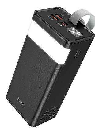 Повербанк power bank на 40000 mah hoco j86 з фонариком 2usb/type-c pd/qc, 5a/22.5w чорний