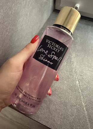 Парфумований спрей для тіла з шиммером victoria’s secret love spell shimmer, 250 мл