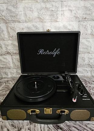Портативный виниловый проигрыватель retrolife в формате чемоданчика (suitcase record player)