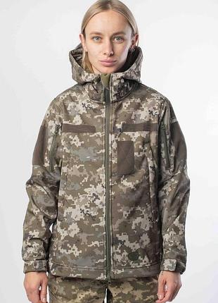 Куртка женская soft shell military пиксель на флисовой подкладке