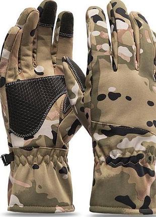 Рукавиці тактичні soft shell 5.0 мультикам