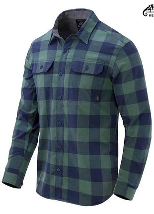 Сорочка helikon greyman polyester/nylon, moss green checkered