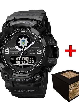 Годинник наручний awarder 001 поліція all black 1202-0132