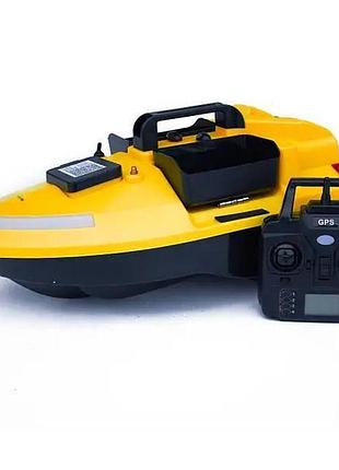 Кораблик flytec v020 желтый с gps для карповой рыболова аккумулятор на 12000 мач