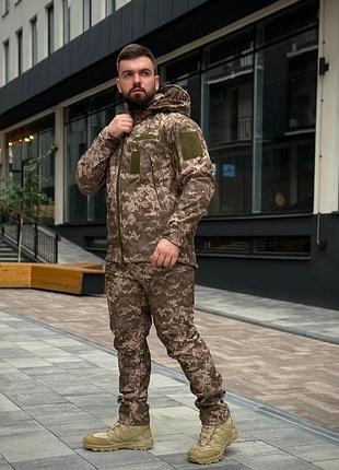 Тактический костюм на флисе soft shell пиксель